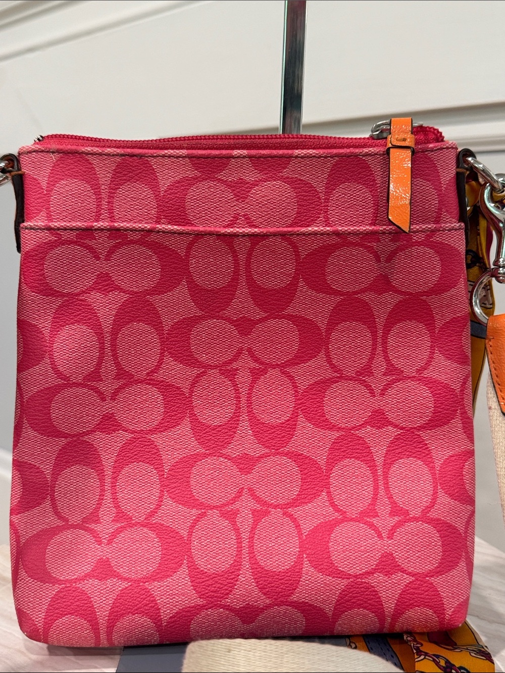 Coach Bag Signature Pink Orange Stripe Swingpack Crossbody - Picture 8 of 17